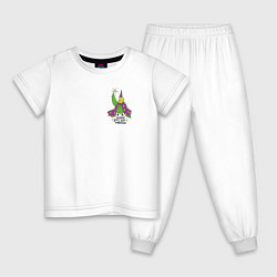 Пижама хлопковая детская Волнистый попугай волшебник, цвет: белый