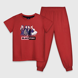 Пижама хлопковая детская Blackpink girls, цвет: красный