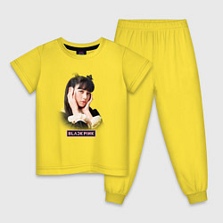 Пижама хлопковая детская Lisa Blackpink music, цвет: желтый