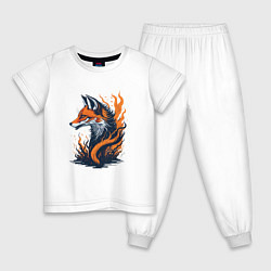 Пижама хлопковая детская Burning fox, цвет: белый