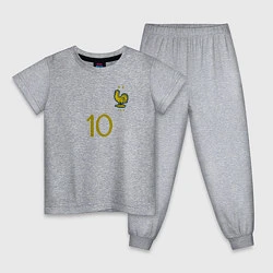 Пижама хлопковая детская Килиан Мбаппе ЧМ 2022 сборная Франции, цвет: меланж