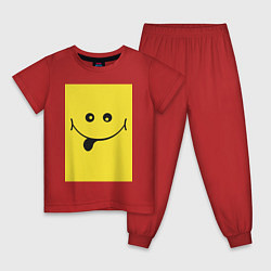 Пижама хлопковая детская Супер позитивный крейзи смайл, цвет: красный