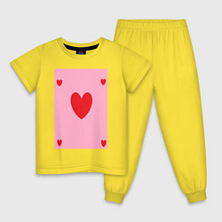 Пижама хлопковая детская Cердца пять, цвет: желтый