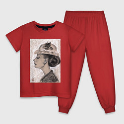 Пижама хлопковая детская Одри Хепбёрн, цвет: красный