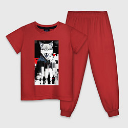 Детская пижама Волчара в мегаполисе - нейроарт