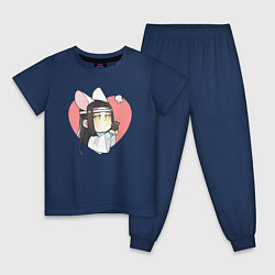 Пижама хлопковая детская Lan Wang Ji heart, цвет: тёмно-синий