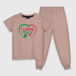 Пижама хлопковая детская I love Italy, цвет: пыльно-розовый