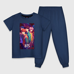 Пижама хлопковая детская BTS anime kpop style, цвет: тёмно-синий