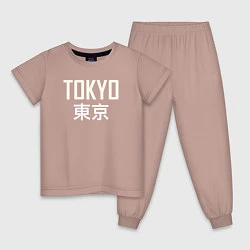 Пижама хлопковая детская Japan - Tokyo, цвет: пыльно-розовый