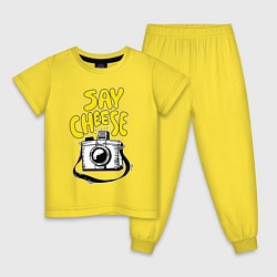 Пижама хлопковая детская Cheese photo camera, цвет: желтый
