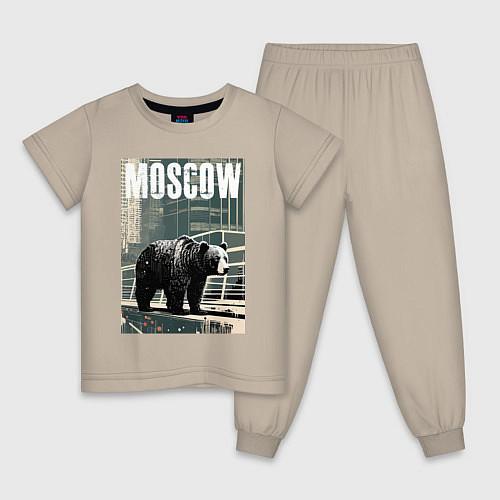 Детская пижама Москва - Россия - медведь / Миндальный – фото 1