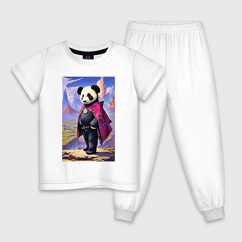 Детская пижама Панда в стране чудес - нейросеть / Белый – фото 1