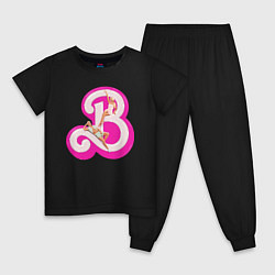 Пижама хлопковая детская Барби и Кен, цвет: черный
