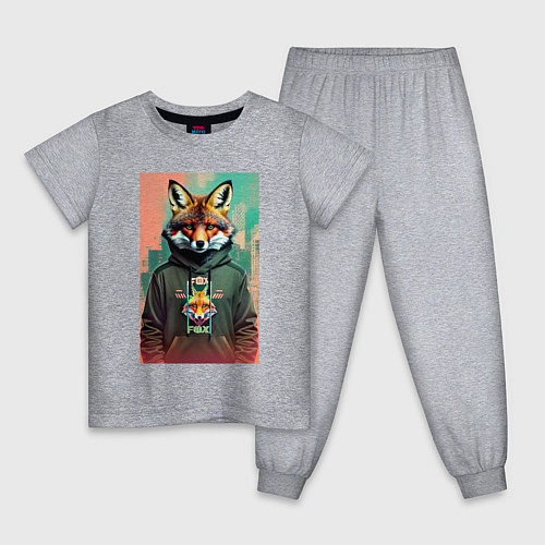 Детская пижама Dude fox - urban style / Меланж – фото 1