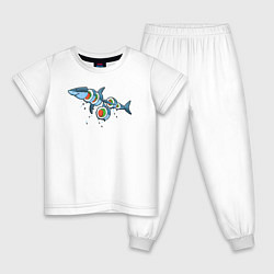 Пижама хлопковая детская Суши акула, цвет: белый