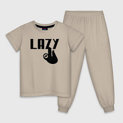 Пижама хлопковая детская Lazy, цвет: миндальный