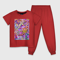 Пижама хлопковая детская Волна цвета, цвет: красный