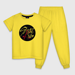 Пижама хлопковая детская Stray Kids logo, цвет: желтый