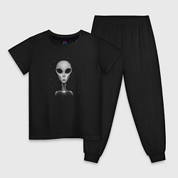 Пижама хлопковая детская Космический пришелец, цвет: черный
