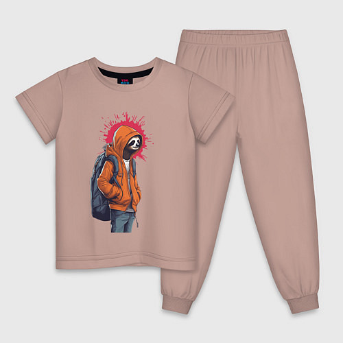 Детская пижама Школьник ленивец / Пыльно-розовый – фото 1