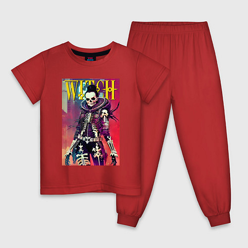 Детская пижама Cool witch - cyberpunk - halloween / Красный – фото 1