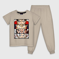 Пижама хлопковая детская Луффи пятый гир - One Piece, цвет: миндальный