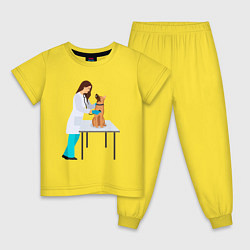 Пижама хлопковая детская Врач и собака, цвет: желтый