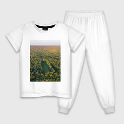 Пижама хлопковая детская Футбольное поле с высоты, цвет: белый
