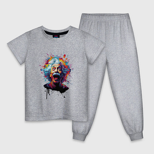 Детская пижама Эйнштейн с языком в краске / Меланж – фото 1