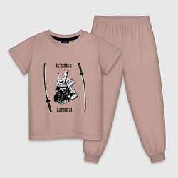 Пижама хлопковая детская Самурай и мечи, цвет: пыльно-розовый