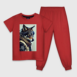 Пижама хлопковая детская Матёрый модный волчара, цвет: красный