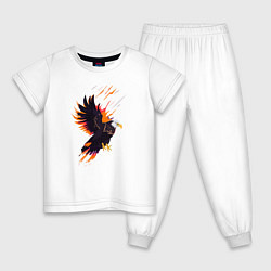 Пижама хлопковая детская Орел парящая птица абстракция, цвет: белый