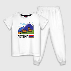 Пижама хлопковая детская Горная Армения, цвет: белый