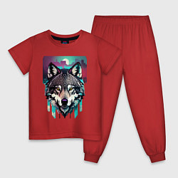 Детская пижама Морда волка - акварель