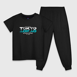 Пижама хлопковая детская Tokyo Inscription, цвет: черный