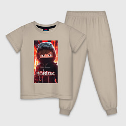 Пижама хлопковая детская Roblox fire, цвет: миндальный