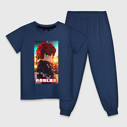 Пижама хлопковая детская Roblox man, цвет: тёмно-синий