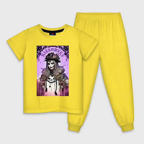 Детская пижама Ведьма-модница - нейросеть / Желтый – фото 1