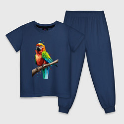 Пижама хлопковая детская Попугай какаду, цвет: тёмно-синий