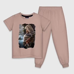 Пижама хлопковая детская Assassins Creed Mirage Асасин Крид Мираж, цвет: пыльно-розовый