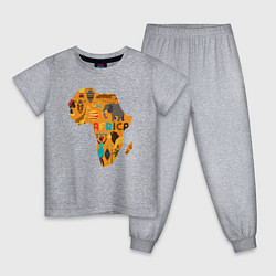 Пижама хлопковая детская Красочная Африка, цвет: меланж