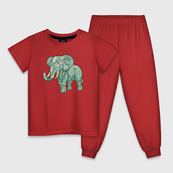 Пижама хлопковая детская Magic elephant, цвет: красный