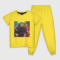 Пижама хлопковая детская Лев злой зомби, цвет: желтый