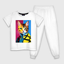 Детская пижама Портрет модного кота - поп-арт