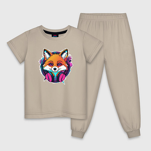 Детская пижама Neon fox / Миндальный – фото 1