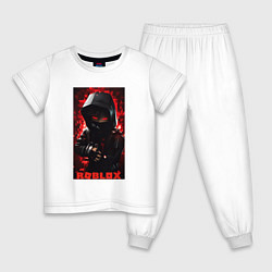 Пижама хлопковая детская Roblox black man, цвет: белый