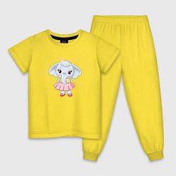Пижама хлопковая детская Elephant princess, цвет: желтый