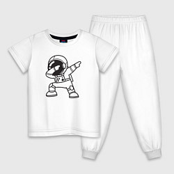 Пижама хлопковая детская Танцующий космонавт, цвет: белый