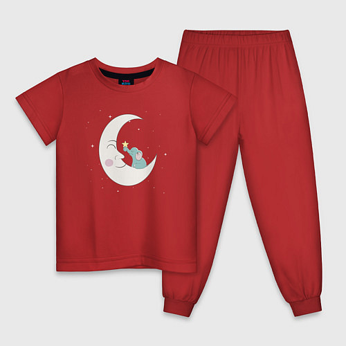 Детская пижама Слонёнок на луне / Красный – фото 1