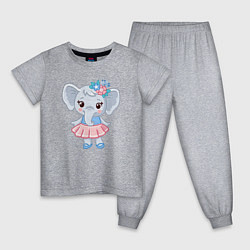 Пижама хлопковая детская Elephant girl, цвет: меланж